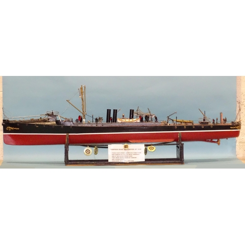 632 - A scratch/kit-built model of a torpedo boat destroyer of 1896 built by J Holland of Plymouth, with f... 