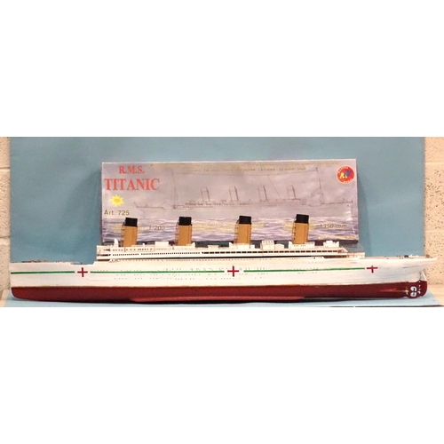 637 - A Mantua Model partially-built model of RMS Titanic, of wood construction, apparently painted to rep... 