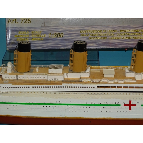 637 - A Mantua Model partially-built model of RMS Titanic, of wood construction, apparently painted to rep... 