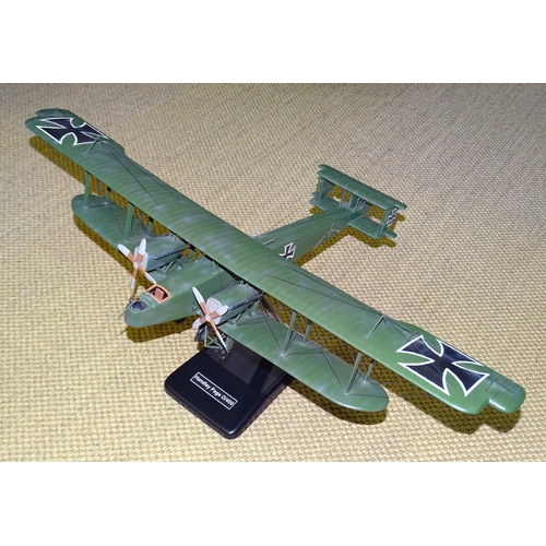 638 - A Thomas Gunn Handley Page 0/400 biplane bomber model, (German version), on stand, (boxed), (forward... 