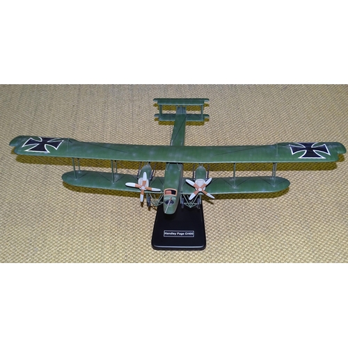 638 - A Thomas Gunn Handley Page 0/400 biplane bomber model, (German version), on stand, (boxed), (forward... 