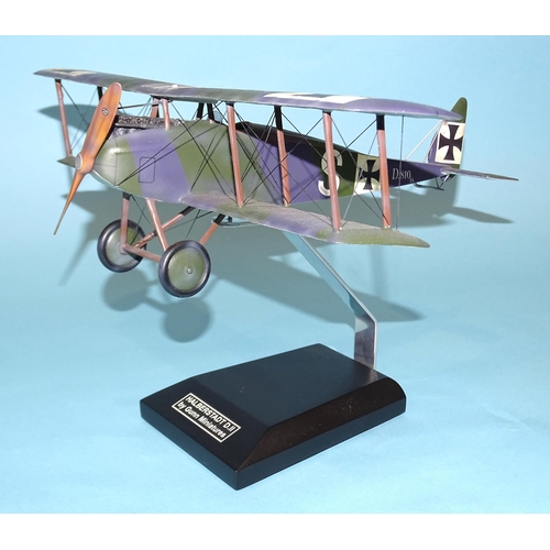 646 - A Thomas Gunn Halberstadt DII D810/16 biplane, (purple and green version), on stand, (boxed).... 