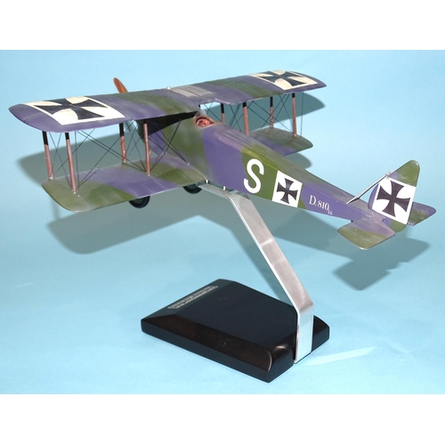 646 - A Thomas Gunn Halberstadt DII D810/16 biplane, (purple and green version), on stand, (boxed).... 