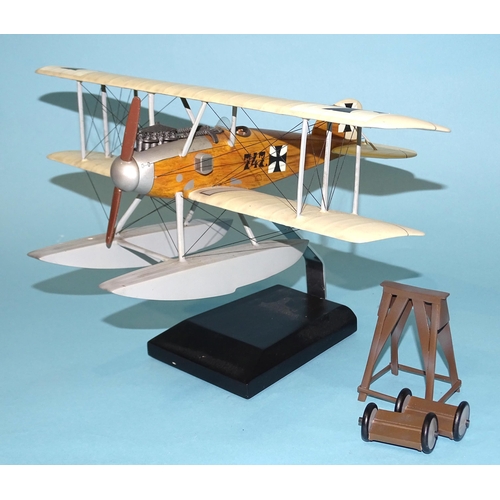 654 - A Thomas Gunn Albatross W4 seaplane 747, (early version), with wheels and stand, on stand, (boxed).... 