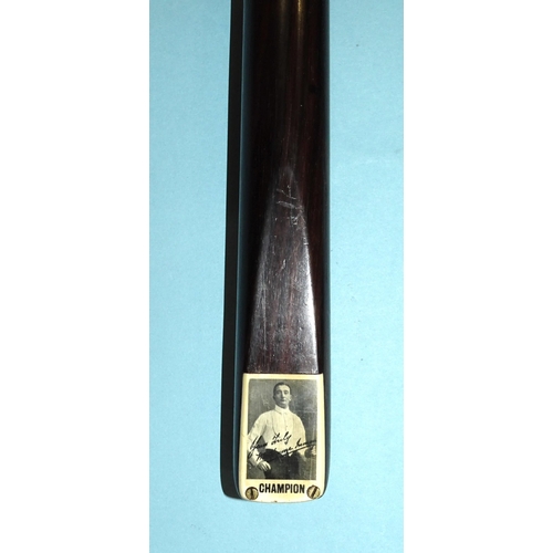 666 - The Melbourne Inman Cue, 57½'' long, 15½oz weight, with ivorine 'young photograph' badge, (no case).... 