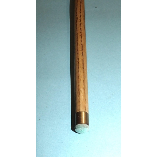 669 - A collection of three snooker cues: 'The Camkin Cue' 58'' 17½oz, 'Joe Davis 146' with red and white ... 