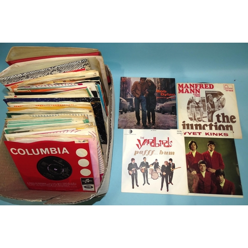 703 - A collection of sixty-three mainly 1960's 45RPM singles, including 'Kwyet Kinks' EP, The Moody Blues... 