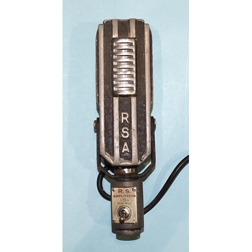 700 - A 1940's Art Deco-style R.S.A. ribbon microphone, switch plate labelled R.S. Amplifiers type R.L.1, ... 