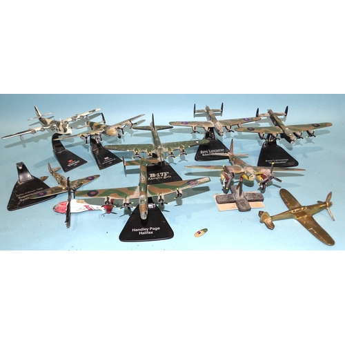 60 - Five Atlas diecast WWI planes, other aircraft, a cast iron train set, a boxed Matchbox Seakings Harb... 