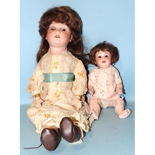 62 - A Porzellanfabrik Mengersgereuth bisque head doll, marked PM 914 Germany 1, with sleeping brown eyes... 