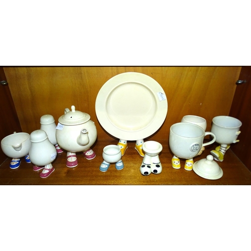 100 - A collection of Carltonware novelty tea ware with feet, (some damages).