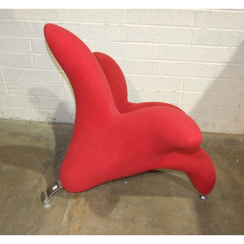 21 - A post-modern Getsuen lounge chair in the 'Lily' design by Masanori Umeda, with red upholstery and c... 