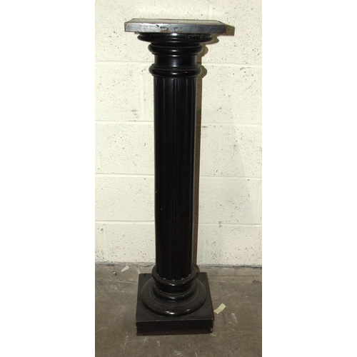 30 - An ebonised wood fluted architectural column, 107cm high.