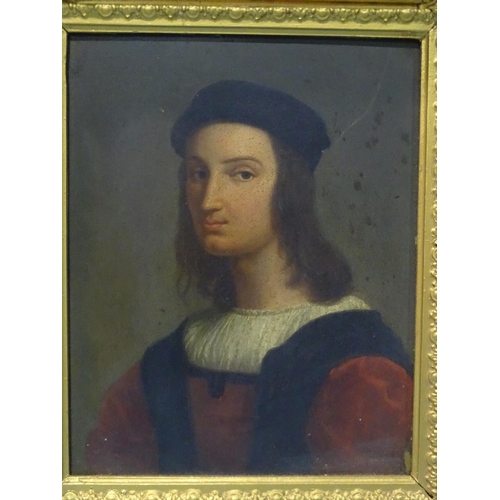 1 - After Raphael, 19th century SELF-PORTRAIT OF THE ARTIST Oil on panel, 25 x 20cm.