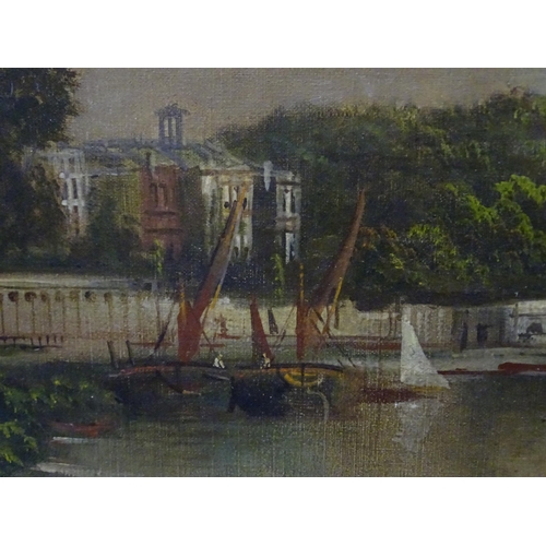 10 - J Lewis, 19th century SCENE ON THE THAMES, RICHMOND BRIDGE LOOKING TOWARDS LONDON Signed oil on canv... 