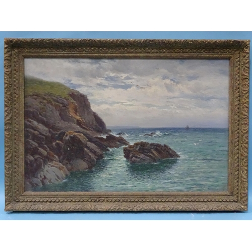 12 - William King WESTCOUNTRY COASTAL SCENE Signed oil on canvas, dated 1909, inscribed on studio label v... 