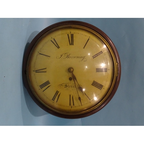 120 - J Browning, Street, a Victorian mahogany circular wall clock with single fusée movement, 37cm... 