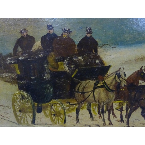 15 - Philip H Rideout (1860-1920) A COACH AND FOUR HORSES OUTSIDE THE RISING SUN INN IN SNOW Signed oil o... 
