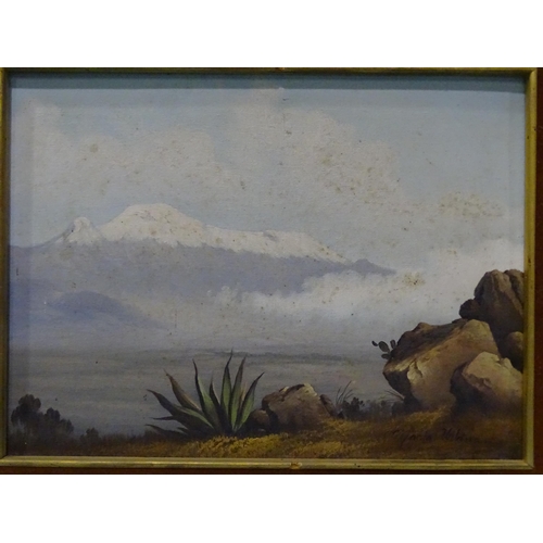 17 - Mario Urbina (Mexican, b.1949) LANDSCAPE WITH MOUNTAINS IN DISTANCE Signed oil on canvas, 28.5 x 38.... 