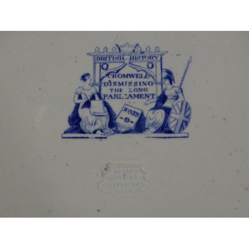 191 - Jones & Sons, Hanley (1826-28), from the British History Series: a meat plate decorated blue and... 