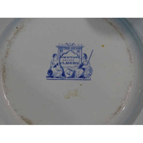 194 - Jones & Sons, Hanley (1826-28), from the British History Series: a soup plate decorated blue and... 