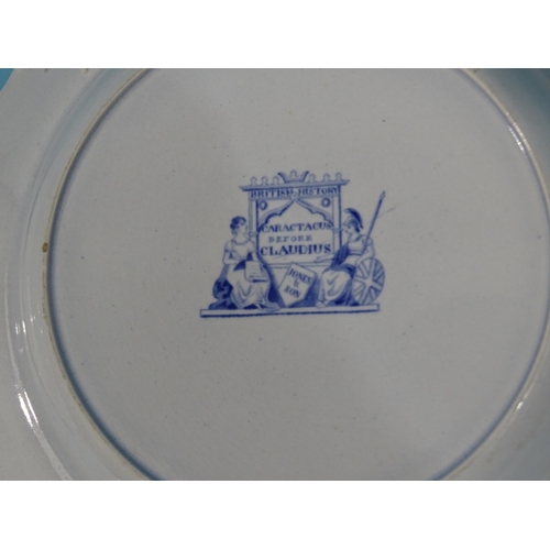 194 - Jones & Sons, Hanley (1826-28), from the British History Series: a soup plate decorated blue and... 