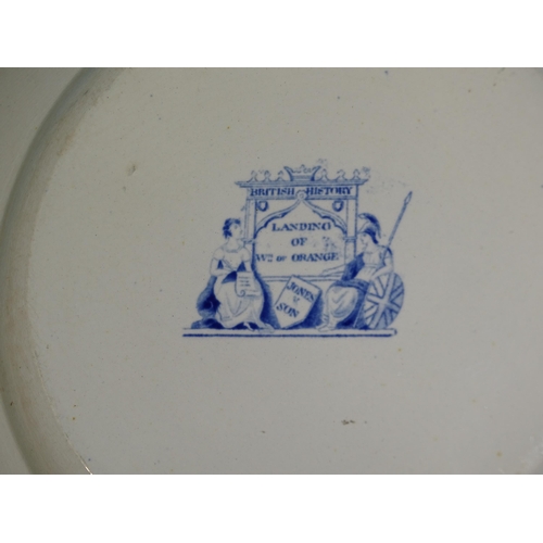 196 - Jones & Sons, Hanley (1826-28), from the British History Series: a pair of plates decorated blue... 