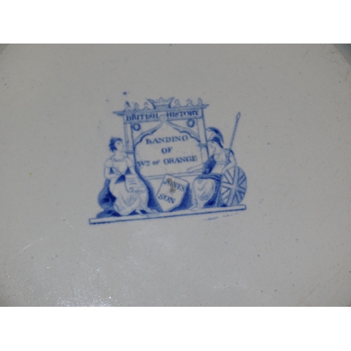 196 - Jones & Sons, Hanley (1826-28), from the British History Series: a pair of plates decorated blue... 