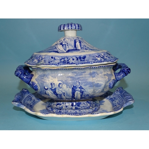 197 - Jones & Sons, Hanley (1826-28), from the British History Series: a two-handled tureen (no cover)... 