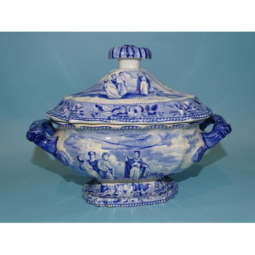 197 - Jones & Sons, Hanley (1826-28), from the British History Series: a two-handled tureen (no cover)... 