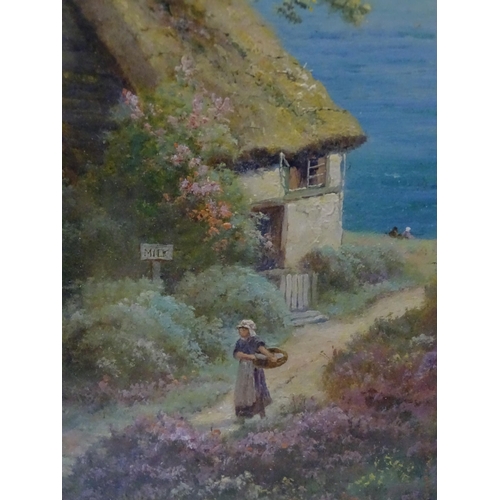 21 - Edgar Longstaff (1852-1933) COTTAGE BY THE SEA Signed with monogram oil on board, 43 x 28cm.... 