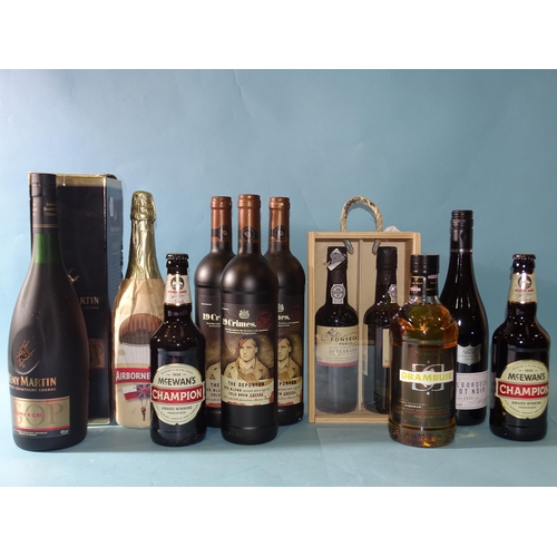 232 - Remy Martin Grande Champagne Cognac Premier Cru, 40% vol, 1L, in box, one bottle, Drambuie 40%, 70cl... 