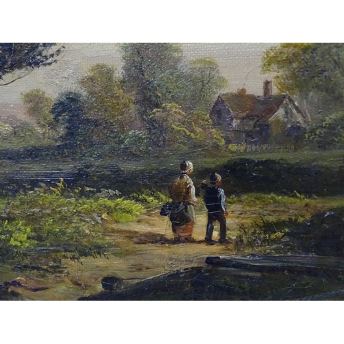 30 - A Coleman LANDSCAPE WITH FIGURES ON A SUNLIT PATH Signed oil on canvas, indistinctly-titled verso 