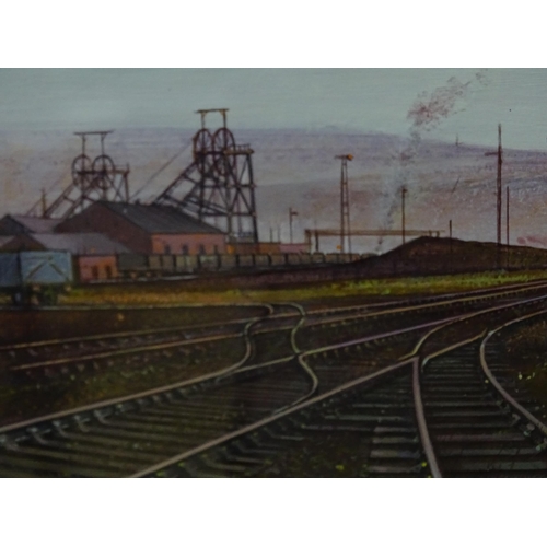 41 - Laurence Roche (b. 1944) RAILWAY SIDINGS AT A COLLIERY Signed mixed media, 38 x 47cm.... 