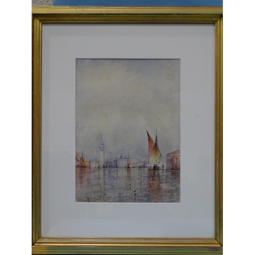 46 - William Gedney Bunce (American 1840-1916) VENICE Signed watercolour dated '96, 34 x 24cm and two sim... 