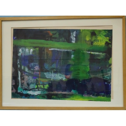 51 - Lawrence Freiesleben (b. 1962) TAW'S GREEN, ABSTRACT Signed gouache, signed, inscribed and dated 200... 