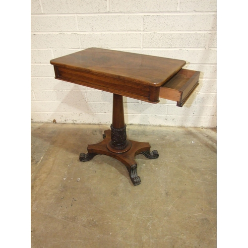 79 - A good-quality George IV rosewood occasional table, the rectangular top with an end frieze drawer, o... 