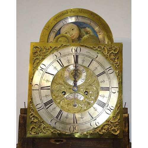 124 - R Hampton, Warrington, a late-George-III mahogany long case clock, the signed arched brass dial with... 