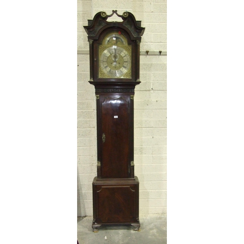 124 - R Hampton, Warrington, a late-George-III mahogany long case clock, the signed arched brass dial with... 