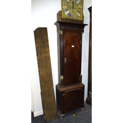 124 - R Hampton, Warrington, a late-George-III mahogany long case clock, the signed arched brass dial with... 