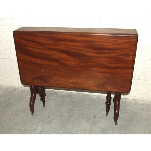 71 - A Victorian mahogany drop-leaf Sutherland table on turned supports and gate legs, 89cm wide, 104cm o... 