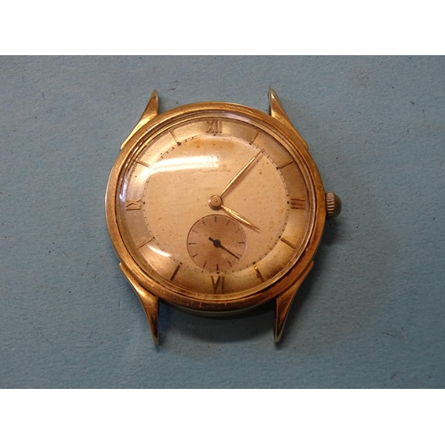 330 - Omega, a gent's automatic wrist watch, the gilt dial with Roman and baton numerals and seconds subsi... 