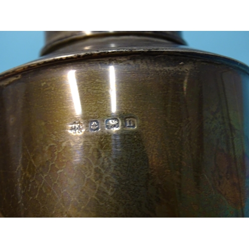 490 - A silver tea cannister of plain form, Wm Hutton & Sons Ltd, Birmingham 1912, ___3.35oz.... 