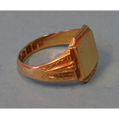 89 - An 18ct gold signet ring, size O, 6.3g.