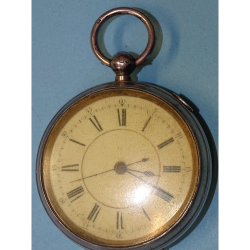 255 - A late-Victorian silver-cased centre seconds chronograph lever pocket watch, the white enamel dial w... 