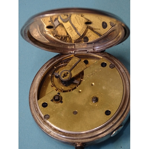 255 - A late-Victorian silver-cased centre seconds chronograph lever pocket watch, the white enamel dial w... 