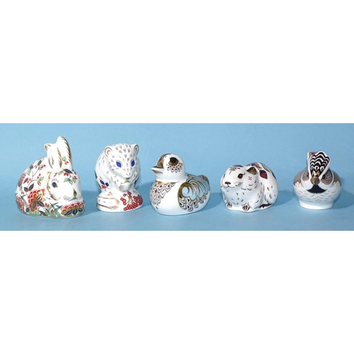 104 - A collection of five Collectors' Guild Royal Crown Derby paperweights: 