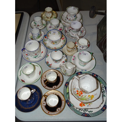 124 - Various 20th century trios, cups, saucers and coffee cans, including Shelley, Crown Staffordshire, R... 