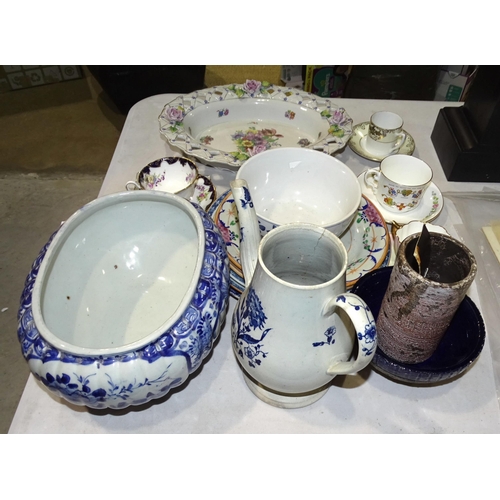 153 - A 19th century Chinese plate, 23cm diameter, other ceramics and studio pottery.