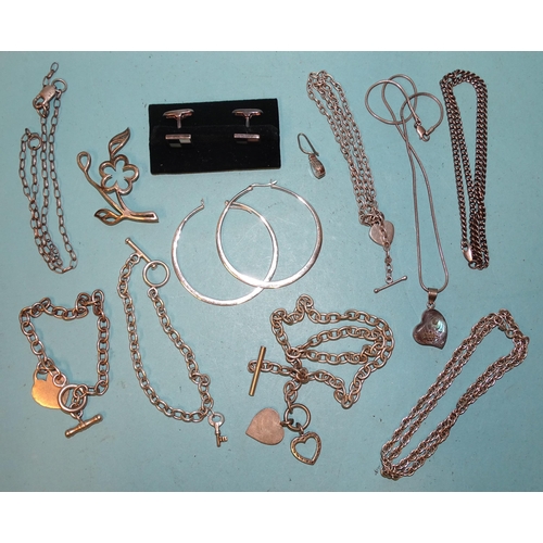 212 - A quantity of 925-silver jewellery: necklaces, earrings, pendants, etc, some stone-set, gross weight... 